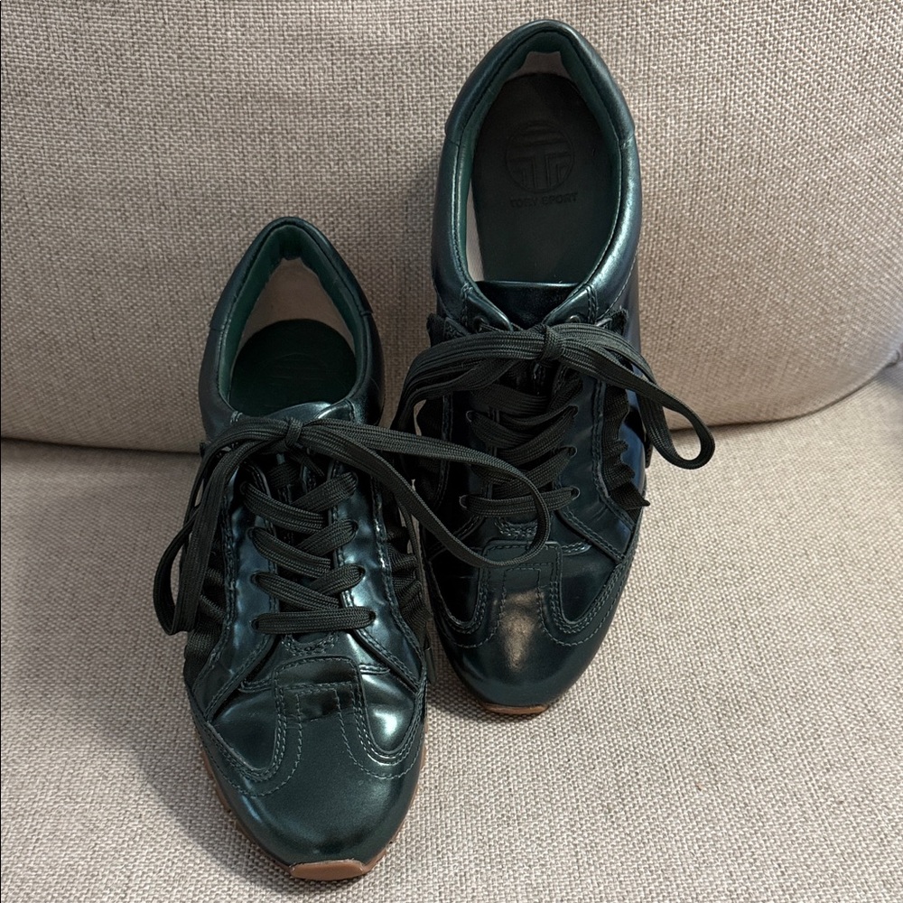 Tory Sport Forest Green Leather Sneakers